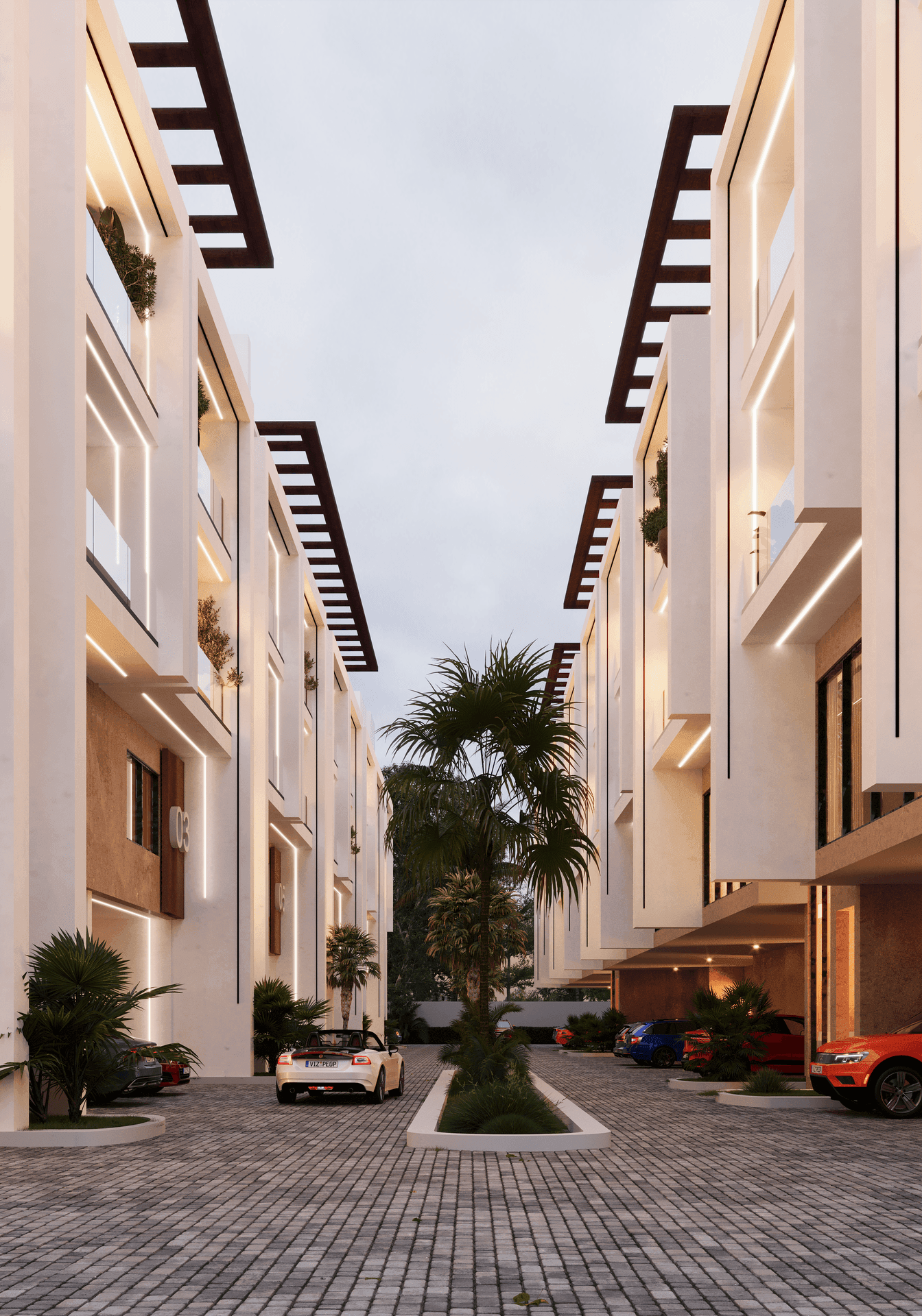 Private balcony in Ikoyi luxury property with golf course and skyline views